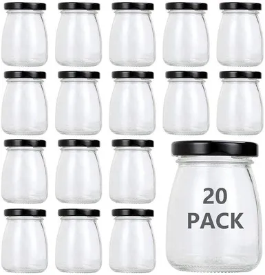 Obrázok produktu pre Mini nádobky na konzervovanie - Sklenené nádobky na dezerty - Sada 6 kusov - 100 ml - Bezpečné pre potraviny