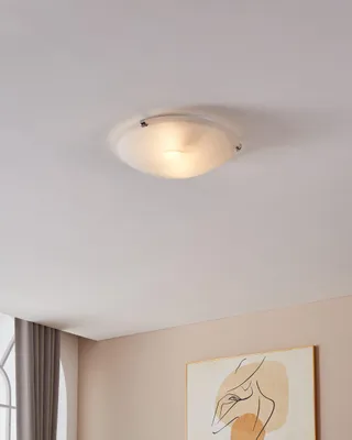Produktbild von EGLO Deckenlampe Salome, 2 flammige Deckenleuchte klassisch, Wohnzimmerlampe, Küchenlampe in Chromfarben, Weiß, Flurlampe Decke mit E27, Ø 40 cm