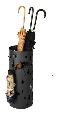 Produktbild von Schirmständer aus schwarzem Stahl - stabile Basis - wetterfest - 17 x 41 cm