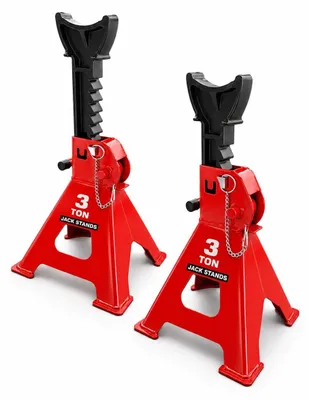 Image de Chandelle de véhicule - Hauteur réglable 295 à 425 mm - 3 tonnes - Rouge