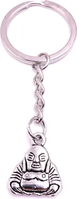 Obrázek produktu pro Onwomania Klíčenka Stříbrná kovová figurka Buddhy Silný buddhismus