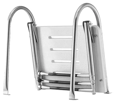 Productafbeelding van Telescopische ladder, 3 treden, roestvrij staal, uitschuifbaar ontwerp, draagvermogen van 400 lbs, antislip treden