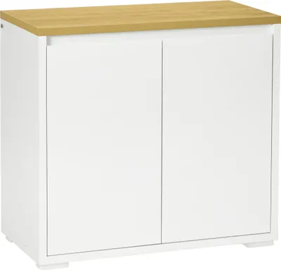 Obrázek produktu pro Příborník Komoda - skříňka do obývacího pokoje - 2 dvířka - nastavitelná police - 80x37x75 cm - dřevo - moderní - bílá