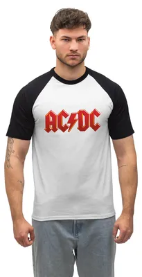Produktbild von Spreadshirt AC/DC Klassisches Logo Mit Blitz Herren Baseball Shirt, L, Weiß/Schwarz