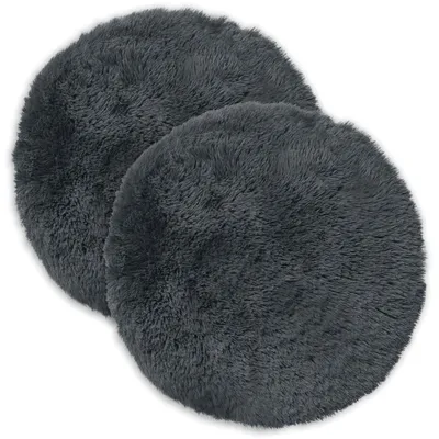 Image de Housses de coussin vidaXL, lot de 2, modèle HEEREN, anthracite, diamètre 60 cm, en polaire