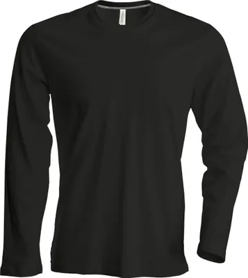 Produktbild von Kariban Herren Slim Fit T-Shirt mit Rundhalsausschnitt, Langarm RW709 (S) (Schwarz)