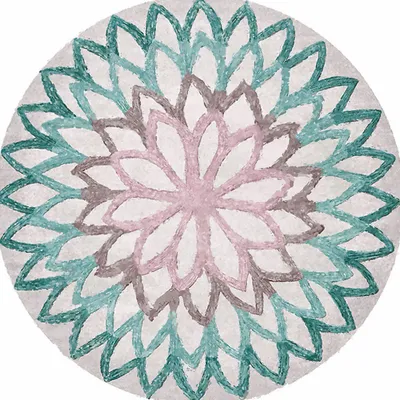 Produktbild von Teppich Mandala – Runde Vintage Boho Teppich, 120 cm – Waschbar & Langlebig
