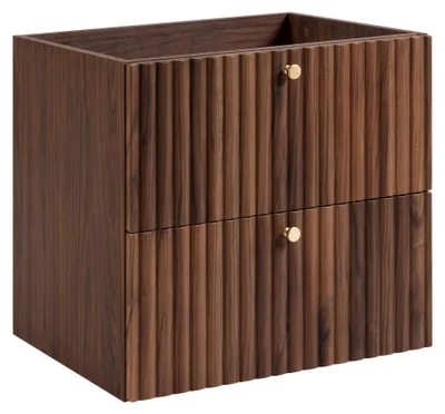 Produktbild von Badezimmer-Hängeschrank mit Waschbeckenaussparung 60 Eiche Nussbaum