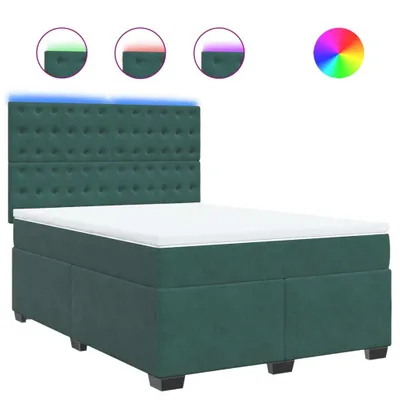 Produktbild von Boxspringbett mit Matratze Dunkelgrün 140x190 cm Samt