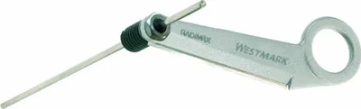 Produktbild von Westmark Spiralschneider Radimax, Rettichschneider, aus Aluminium, Edelstahl, POM, Silber/Grau, L 24cm B 12cm H 4.2cm, mit scharfer Edelstahlklinge und extra-langem Zentrierstab, für Gemüse und Tornado-Chips