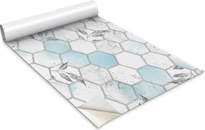 Immagine prodotto di Pellicola autoadesiva per mobili - Pellicola decorativa - Mobili da tavola - Tagliabile su misura - Esagoni e foglie - 100 x 50 cm