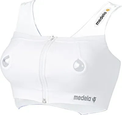A white Medela Easy Expression Bustier for comfortable, hands-free pumping.