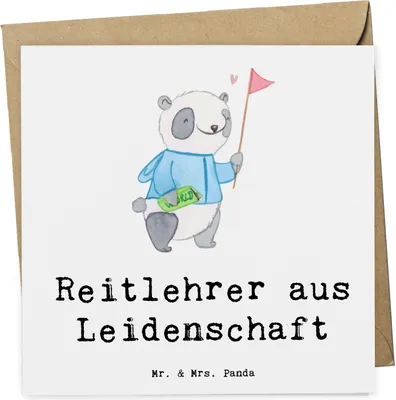 Produktbild von Mr. & Mrs. Panda Glückwunschkarte Reitlehrer Leidenschaft - Weiß - Geschenk, doppelkarte, Klappkarte, Grußkarte, faltkarte, anlasskarte