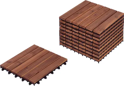 Produktbild von BELIANI Terrassenfliesen Braun es Akazienholz Wetterbeständig Wetterfest Outdoor Klickfliesen Gartenfliesen Holzfliesen für Garten