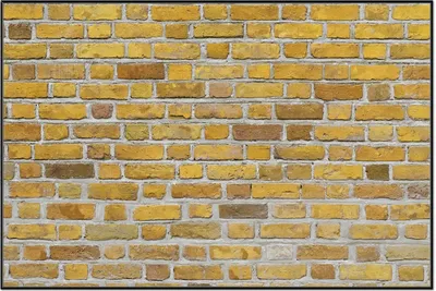 Produktbild von Wallario Wandbild Ziegelsteinwand in gelb - Backsteine, Größe: 61 x 91,50 cm, Poster mit schwarzem Aluminiumrahmen