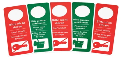 Produktbild von GRÄWE Türschild "Bitte Zimmer aufräumen"/"Bitte nicht stören" 5 Stück