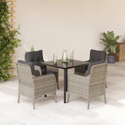 Image de BEI CLORIS Ensemble de meubles de jardin Balcon Ensemble de 5 pièces de jardin avec coussins Gris clair Poly rotin - Ensemble de meubles de jardin Nouveau9087937 3parcel