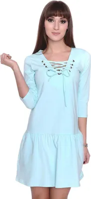 Produktbild von Klassisches Minikleid Kleid Tunika Top 3/4 Ärmel , Mintgrün S/M 36/38