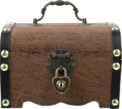 Produktbild von Retro-Schatzkiste aus Holz, Aufbewahrungsbox, Sparschwein aus Holz mit Schloss und Schlüssel, Geschenk für Kinder und Erwachsene