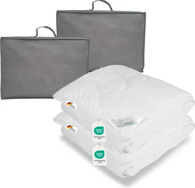 Produktbild von 2x warme Allergiker Winter Bettdecke Duo Steppbett Klimafaser 135x200
