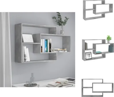 Immagine prodotto di vidaXL Mensole a muro grigio cemento 104x20x58,5 cm materiale a base di legno - Mensole a muro