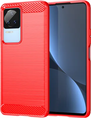Produktbild von Redmi K50 Hülle, Carbon-Faser TPU Silikon Stoßfest Schutzhülle für Xiaomi Redmi K50 / K50 Pro Rot