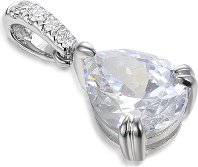 Produktbild von 585er Weißgold Anhänger mit Zirkonia Tropfenschliff ohne Kette