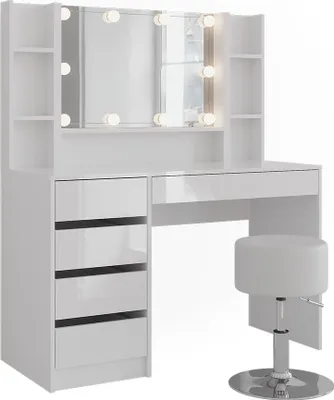 Image de Coiffeuse Vicco Sherry blanc/blanc brillant 119.8cm 5 parties, Model 57603