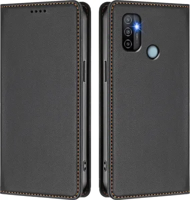 Image de Housse de téléphone portable pour Oppo A11s/A32/A53 4G/A53s 4G/A32 2020, Cuir synthétique à rabat antichoc Housse magnétique avec support Noir