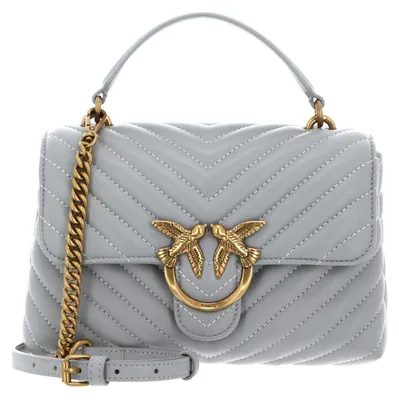 Produktbild von PINKO Handtasche Umhängetasche Love Lady Puff Mini CL Sheep Nappa Chevron Pearl Grey - Antique Gold blaugrau