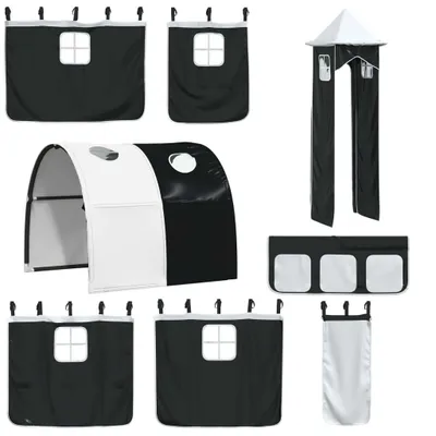 Produktbild von "Winterschlussverkauf " Vorhänge für Hochbett mit Tunnel und Turm Weiß und Schwarz - NeuMöbel2204102