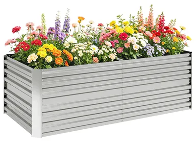 Produktbild von Outsunny Hochbeet aus Stahl, Pflanzbeet Frühbeet Gartenbeet Blumenkasten