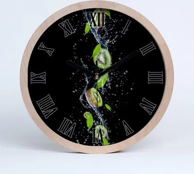Produktbild von Holzuhr 25fi cm wanduhr - schwarze Spitzen - Kiwi und Wasser