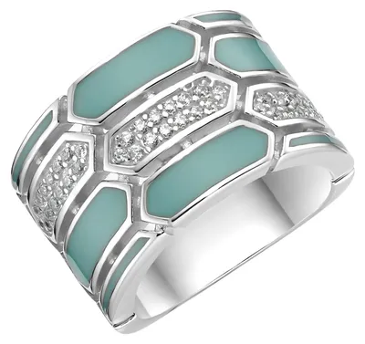 Produktbild von Ring Giorgio Martello Milano mit Emaille-Einlagen und Zirkonia, Silber 925 Grün 54