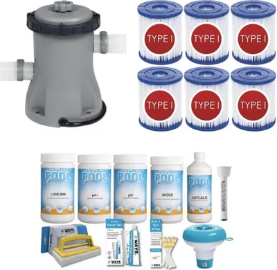 Obrázok produktu pre WAYS - Starostlivosť o bazén - Balík Medium Deluxe & filtračné čerpadlo 1249 l/h & 6 filtrov typu I