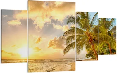 Produktbild von Bild auf Leinwand - Leinwandbild - Strand Meer Palme - 160x90cm - Wand Bild - Wanddeko - Wandbilder - Leinwanddruck - Bilder - Kunstdruck - Wanddekoration - Leinwand bilder - Wandkunst - DL160x90-3606