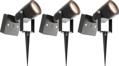 Produktbild von Ledvion 3er Set Gartenstrahler mit Erdspieß IP65 1W 3000K GU10