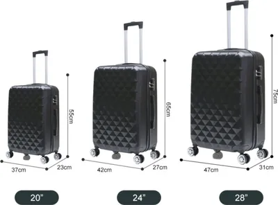 Immagine prodotto di Valigia da viaggio 3 pezzi trolley a guscio duro Set di valigie Set di bagagli a mano Borsa da viaggio ABS-07 Nero