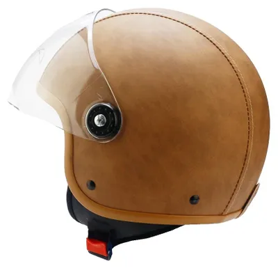 Image de Casque de protection facial ouvert, réglable, avec visière intégrée, en cuir marron