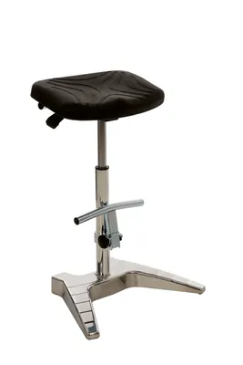 Produktbild von Stabile Stehhilfe Phoenix | Sitzhöhe 60-85cm | Tragfähigkeit 150kg | Polstersitze | mit integrierten Transportrollen & klappbarer Fußstütze | Schwarz