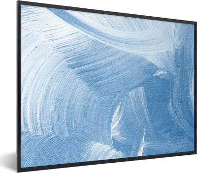 Produktbild von MuchoWow® Gerahmtes Poster Acrylfarbe - Blau - Design 80x60 cm - Poster mit Schwarzem Bilderrahmen Wandposter Rahmen Foto Bilder - Schwarzem - Mit Gestell