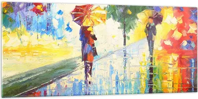 Produktbild von Bilder auf glas - Park Straße Regen - 120x50cm - Glasbilder - Wandbilder - Kunstdruck - zum Aufhängen bereit - Wanddekoration aus Glas - Glas Bilder - Wandbild auf Glas - Einteilig - GAB120x50-3508