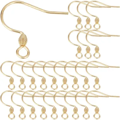 150 vergoldete Ohrhaken, 18K, 17 x 18 x 2,4 mm, mit Coil, für DIY-Schmuck