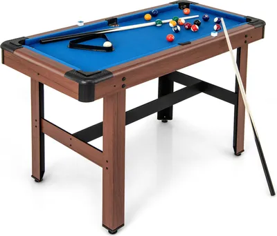 Produktbild von GOPLUS Billardtisch, Pooltisch aus Holz mit 16 Billardkugeln, 2 Queues, 2 Kreiden, Dreieck, Bürste & verstellbaren Fußpolstern, Blau