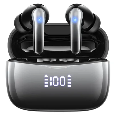 Produktbild von Bluetooth 5.3 In-Ear Kopfhörer, LED-Display, IP7 wasserdicht, 50H Akkulaufzeit – Schwarz