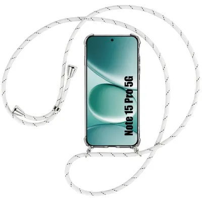 Image de Coque pour Xiaomi Redmi Note 15 Pro 5G, Silicone Antichoc Transparente avec Cordon Blanc