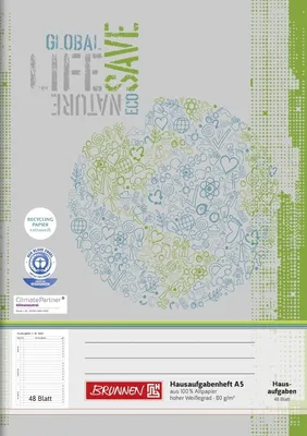 Produktbild von Aufgabenheft A5 Recycling 48 Blatt Packung mit 10 Stück