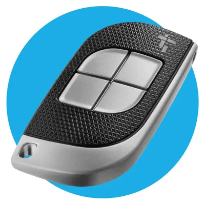 Produktbild von CAME Fernbedienung TTS44FKS, Elegantes Design, 4-Kanal, schwarz und grau, 4 Tasten mit Festcode, 433,92 MHz, mit Selbstlernfunktion, Mehrbenutzer, nur kompatibel mit CAME-Modellen