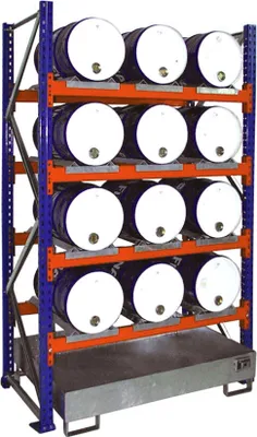 Produktbild von Bauer Anbauregal 3007 für Fässer mit 4 Ebenen, Auffangwanne ohne Gitterrost, 12x60l liegend