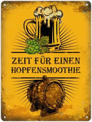 Produktbild von Metallschild XL mit Spruch: Zeit für einen Hopfensmoothie Schild Blechschild